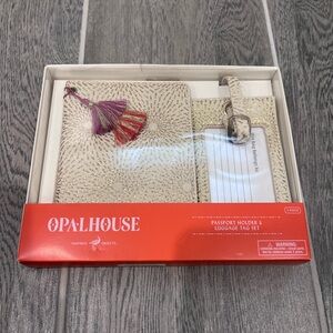Opalhouse Cream Metallic Passport Holder & Luggage Tag Set with Tassel